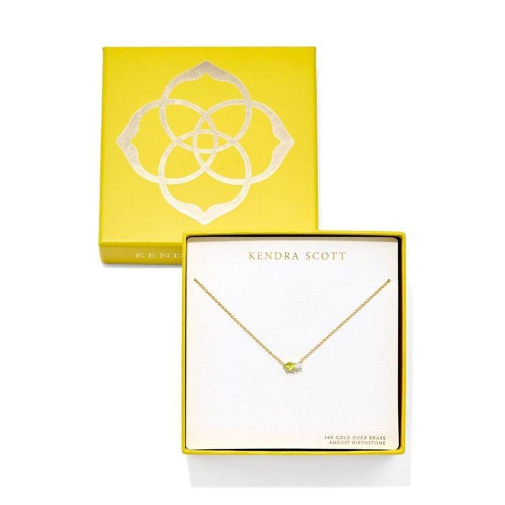 Kendra Scott Jensen Birthstone Pendant Necklace - Light Green Cat's Eye
